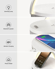Load image into Gallery viewer, LED Night Light,  Music Bedside Lamp with Wireless Charger, 4 in 1 Touch Lamp, Portable Bluetooth Speaker, Phone Holder, Dimmable Wireless Charging Lamp Birthday Gifts for Women, Men, Dad, Mom
