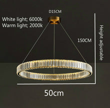 Load image into Gallery viewer, Modern Luxury round Stainless Steel Crystal LED Chandelier Nordic Gold/Silver Single Ring Ring Chandelier Restaurant Chandelier
