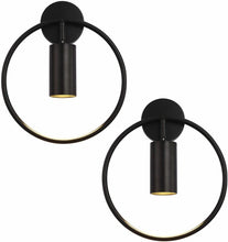 Load image into Gallery viewer, Lighting Mid Century Wall Sconces Circular Bedroom Light Fixture (Black, 2 Pack)

