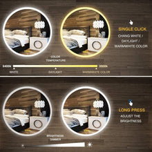 Load image into Gallery viewer, Dimmable 24 Inch round Circle Backlit Illuminated  Anti-Fog 3 LED Color mirror
