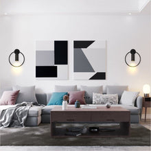 Load image into Gallery viewer, Lighting Mid Century Wall Sconces Circular Bedroom Light Fixture (Black, 2 Pack)
