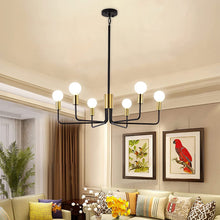 Load image into Gallery viewer, Farmhouse Chandelier Light Fixture 6-Light Black and Gold Chandeliers Hanging Adjustable 30In
