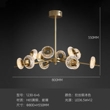 Load image into Gallery viewer, Light Luxury Postmodern Living Room Chandelier Atmospheric Copper Restaurant Model Room Lamp
