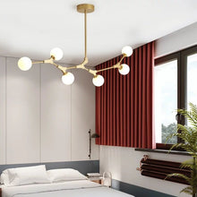 Load image into Gallery viewer, Nordic Chandelier Dining Room Kitchen Lustre Industrial Loft Chandelier Iron Tube Glass Balls Chandelier Lamp Fixtures
