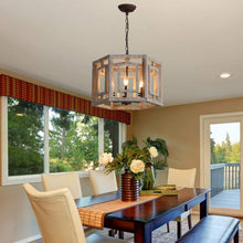 Load image into Gallery viewer, Vintage 6-Light Wood Chandelier Rustic Farmhouse Pendant Light
