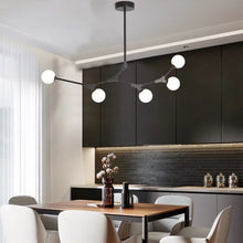 Load image into Gallery viewer, Nordic Chandelier Dining Room Kitchen Lustre Industrial Loft Chandelier Iron Tube Glass Balls Chandelier Lamp Fixtures
