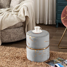 Load image into Gallery viewer, Duhome Padded round Velvet Ottoman Bronzed Fabrics 
