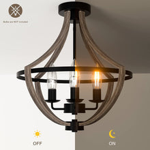 Load image into Gallery viewer,  Farmhouse 4-Light Rustic Flush Mount Faux Wood Ceiling Light 

