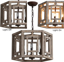 Load image into Gallery viewer, Vintage 6-Light Wood Chandelier Rustic Farmhouse Pendant Light
