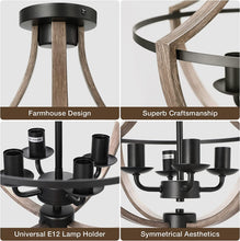 Load image into Gallery viewer,  Farmhouse 4-Light Rustic Flush Mount Faux Wood Ceiling Light 
