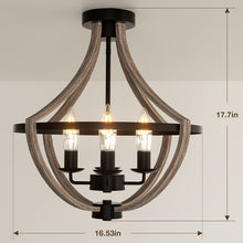 Load image into Gallery viewer,  Farmhouse 4-Light Rustic Flush Mount Faux Wood Ceiling Light 
