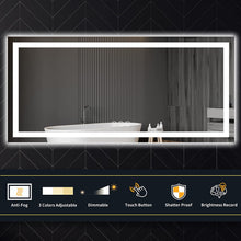 Load image into Gallery viewer,  Backlit and Front Led Mirror 60*28 Inch Tempered Glass Shatter-Proof
