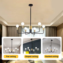 Load image into Gallery viewer, Farmhouse Chandelier Light Fixture 6-Light Black and Gold Chandeliers Hanging Adjustable 30In
