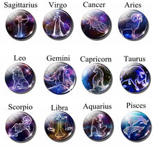 Load image into Gallery viewer, Constellation Glass  Rhinestone Keychain Pendant Silver/Gold Plated Zodiac 
